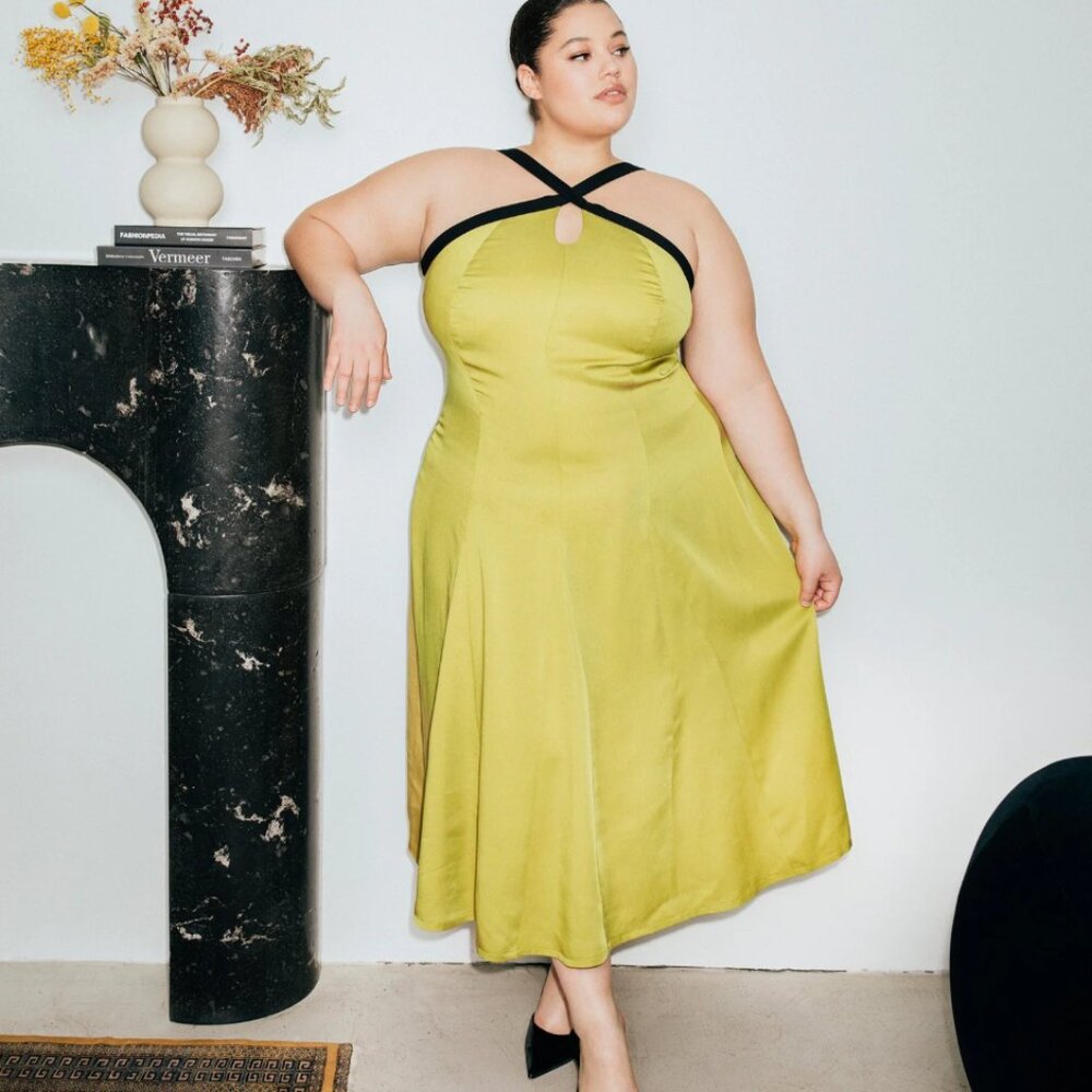 Hilary MacMillan Halter Contrast Dress NWT